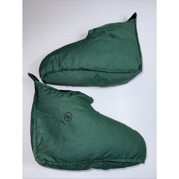 Restoration Hardware Duck Down Feathers Foot Duvet Slippers Booties Green S/M - Picture 1 of 7